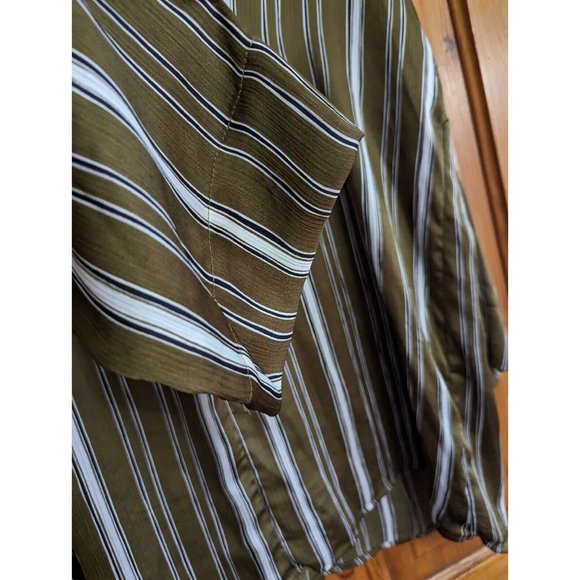 Umgee Top Womens Large Green White Striped Gauzy Oversized Tunic Blouse - Picture 6 of 8